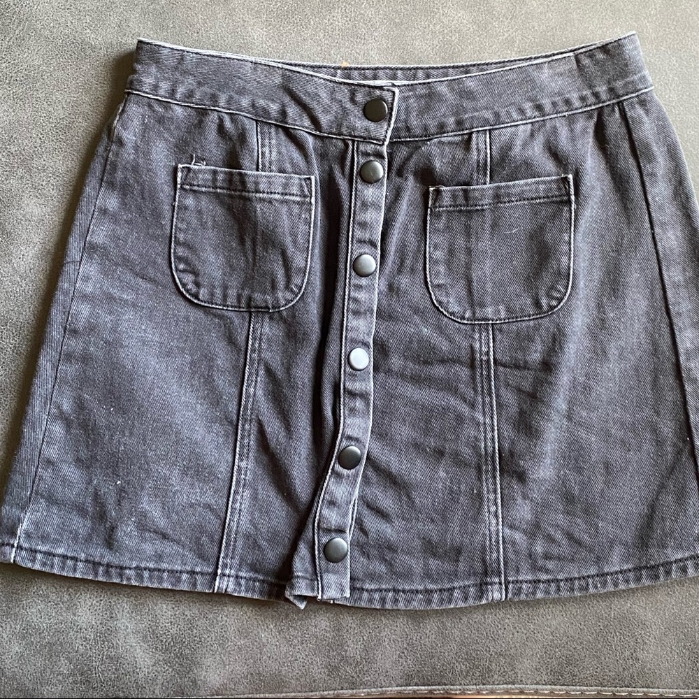 Brandy Melville Thrifted Black Denim Skirt. 15 inch length. Size 29.